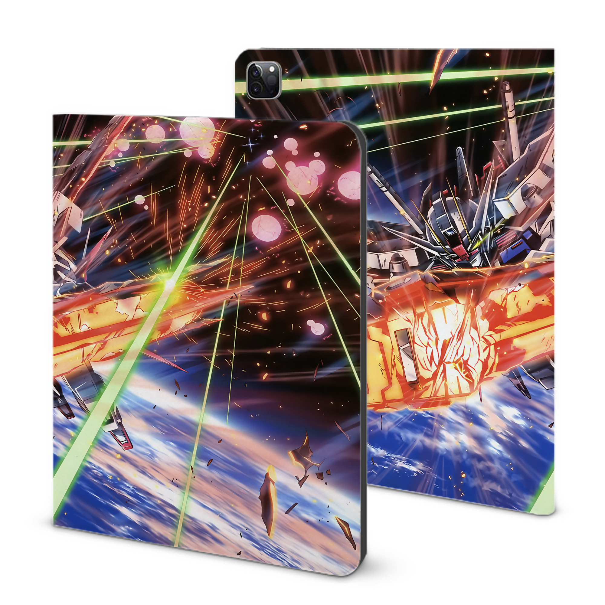 （画像用） 機動戦士ガンダム Mobile Suit Gundam IPad ケース ブック型 PUレザー TPU 耐衝撃 軽量 薄型 ペン収納なし 全面保護 IPad 各モデル対応
